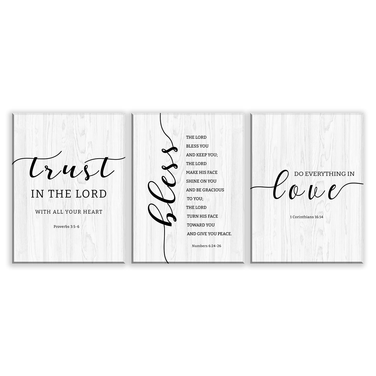 Dazingart Christian Wall Art, Large Biblical Scripture Print Set of 3, Bible Verses Wall Art Decorations, Scripture Art For Christian Decor (Trust, Small)