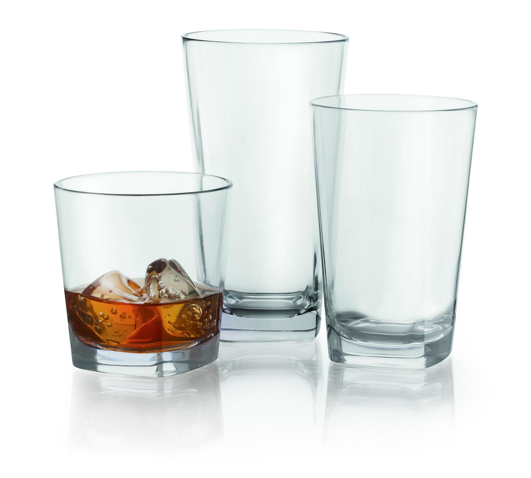G.E.T. SW-1472-CL Vaso de cerveza de plástico con fondo cuadrado sin BPA, 16 onzas, transparente (juego de 12)