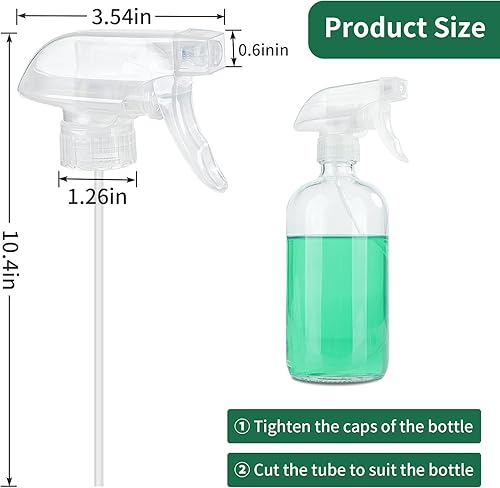 Miniatura 10 de HOMBYS Paquete de 4 pulverizadores negros de gatillo de repuesto con pulverizador de corriente de niebla para botellas de vidrio de 8 oz16 onzas