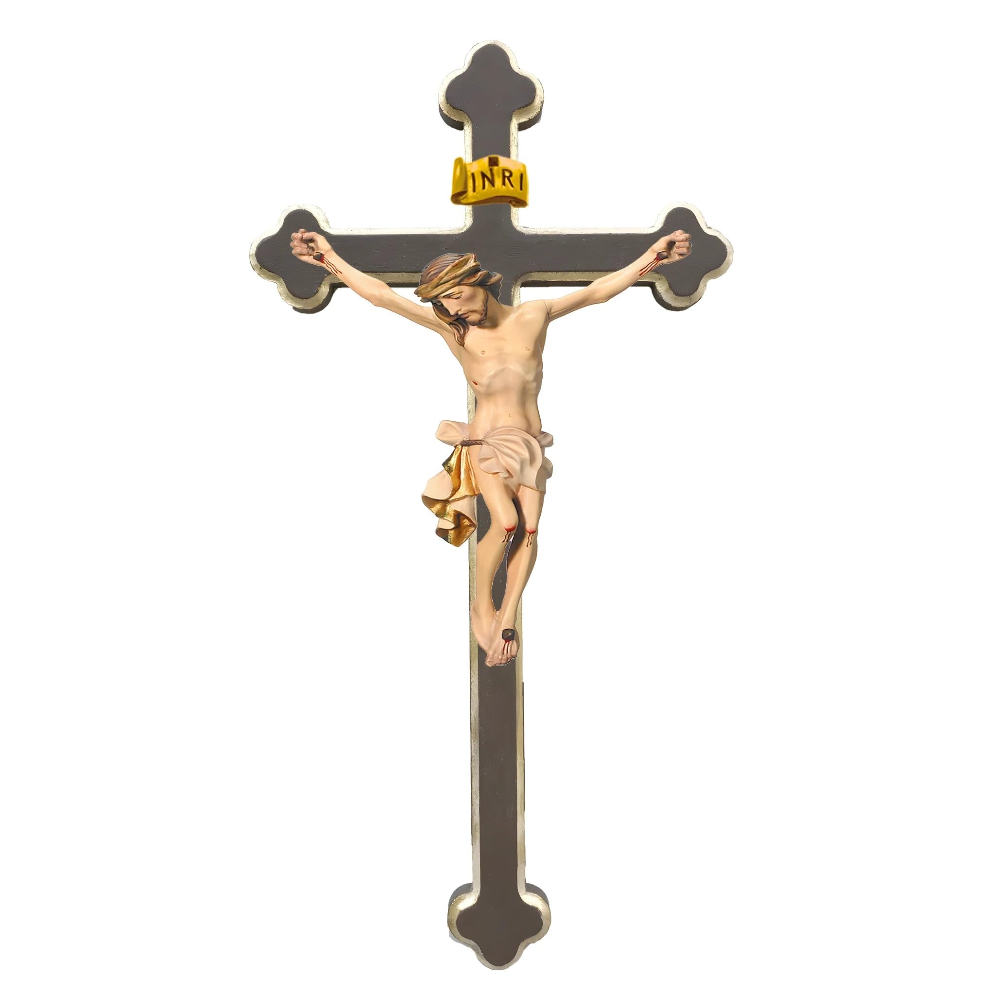 Dolfi Ciało Chrystusa na krzyżu 40 cm | Ręcznie malowane w Val Gardena | Religijny