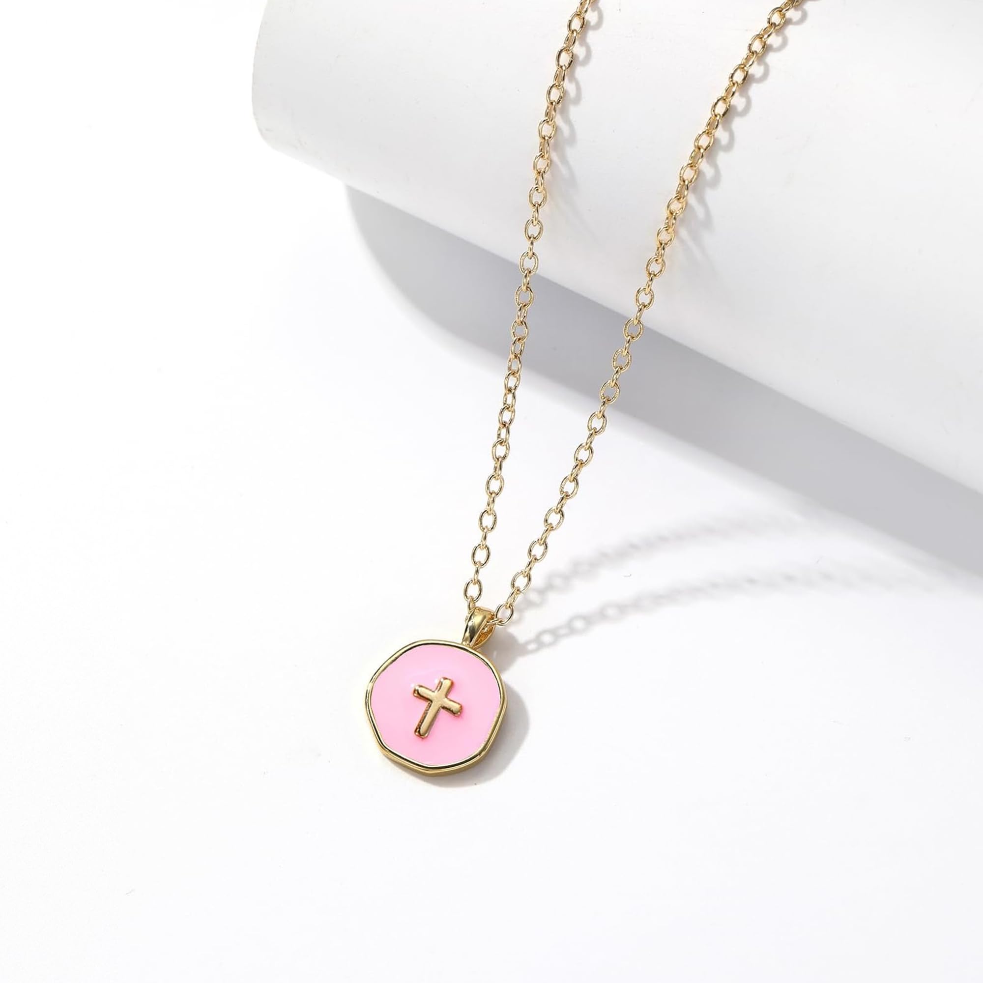 Cute Small Cross Necklace, First Communion Baptism Decorations Party Favors Christian Religious Easter Jewelry Gifts for Daughter Granddaughter Niece