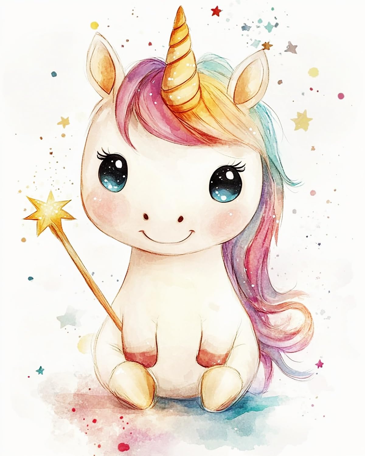 Liubaishi Multicolour Paint By Numbers For Adults, Unicorn With Magic Wand, 40X50 Cm Acrylic Canvas Kit