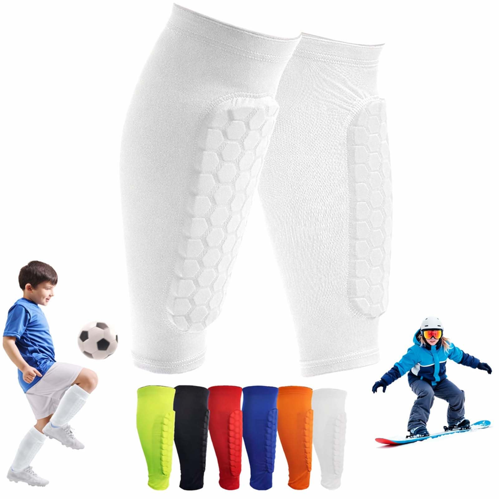 OBVOLO Football Shin Pads for Kids, Youth & Adults Padded Football Shin Guards with Calf Compression Lightweight Protective Gear for Football, Rugby, Baseball - 1 Pair — image 1