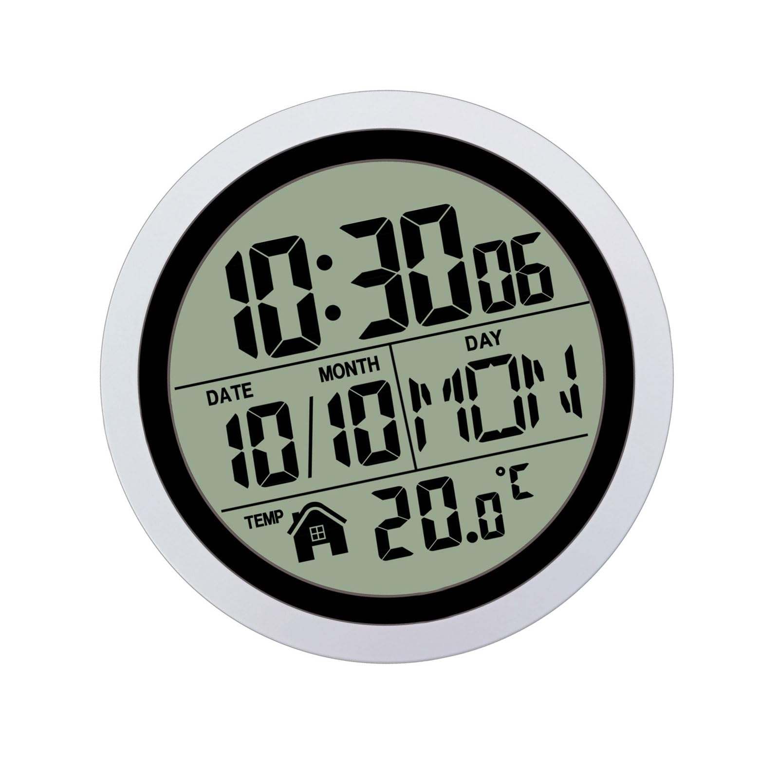 Horloge murale numérique avec date grand format et thermomètre de douche