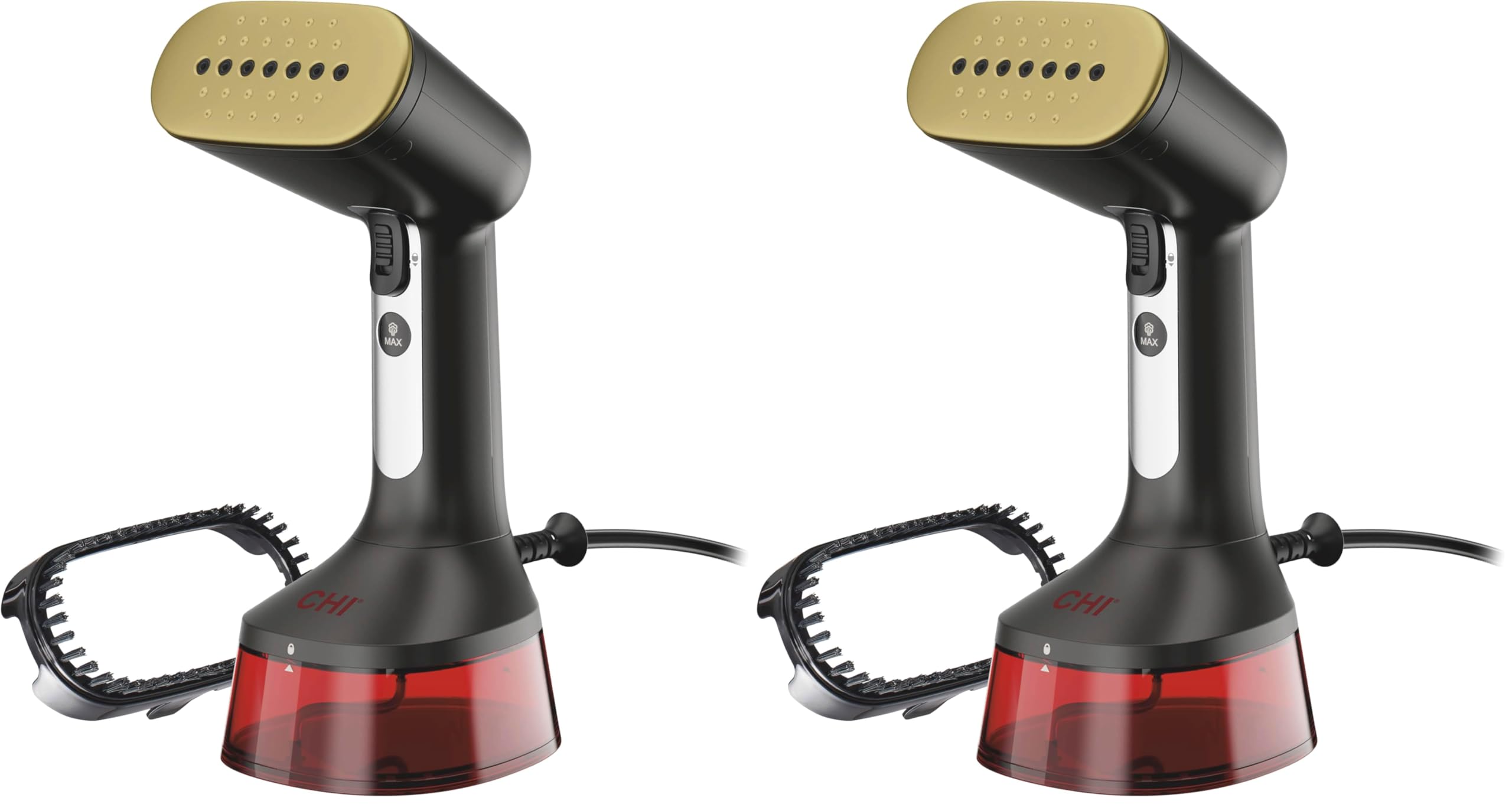 CHI Handheld Garment Steamer for Clothes, 2 Continuous Steam Modes, Full-Size 300 ml Capacity Water Tank, Ergonomic Handle, Vacation Essentials, 1600 Watts, 10’ Cord, Red (11590) (Pack of 2)