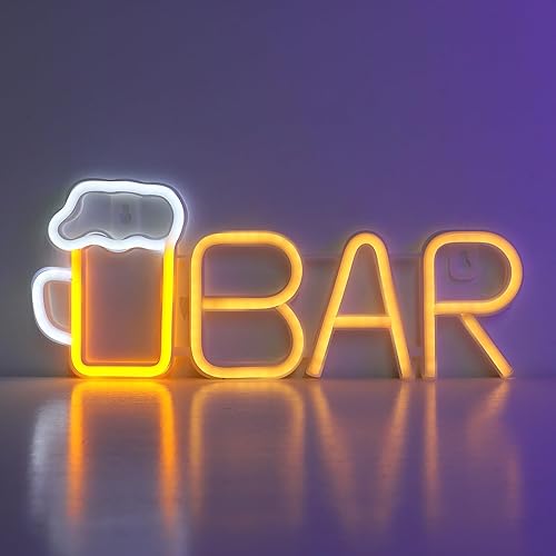 Miniatura 6 de Letrero de neón para decoración de pared, WIOSOUL Beer Neon Light Draft Beer - Vaso de cerveza con pilas para bar en casa, cueva de hombre, cóctel,