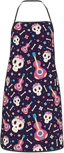 Miniatura 12 de Delantal de calavera de azúcar, delantales de cocina para hombres y mujeres, delantal de cocina, delantal de chef, delantales de jardín ajustables