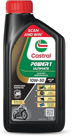 Castrol POWER1 ULTIMATE 10W-50 4T Synthetic Engine Oil for Super Bike | With 5-in-1 Full Synthetic Technology | Meant for High Performance Bikes |...