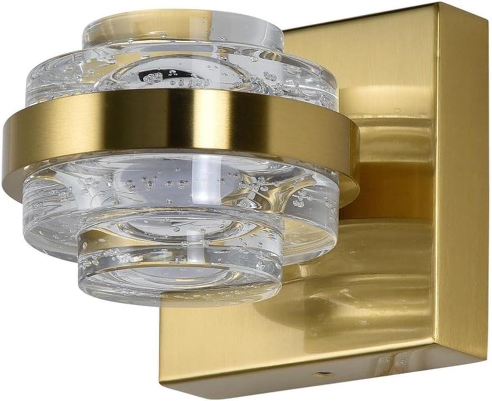 Pemberly Row 6" ETL Certified Integrated LED Wall Sconce, Antique Brass Finish, Acrylic Bubble Shade, Dimmable Ambient Lighting, 3000K Soft White, Aluminum Construction, Transitional Style for Dry
