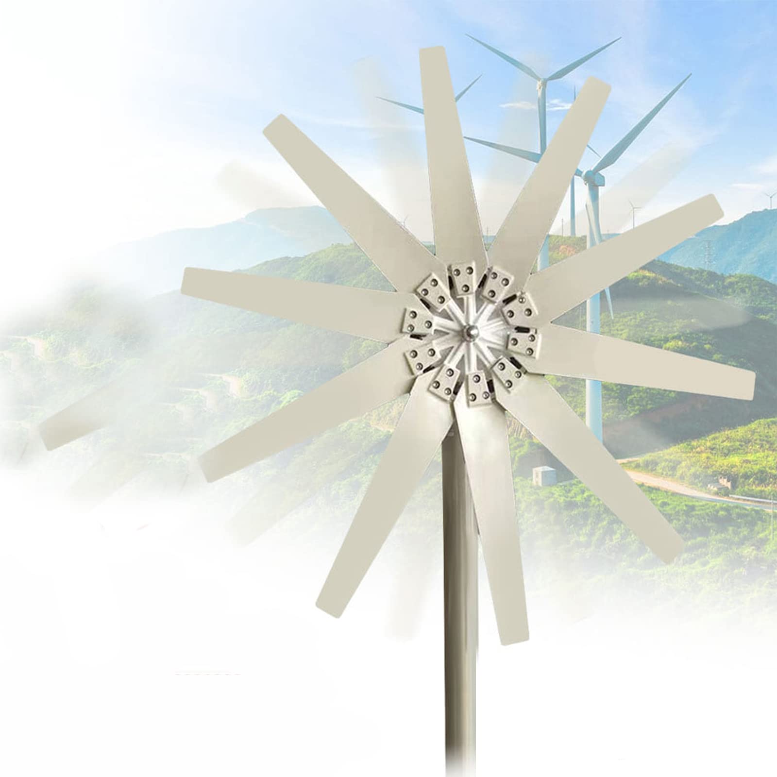 Kit Generatore Eolico Ad Asse Verticale Off-Grid Da 20000 W, Generatore Di Energia Eolica Da 12 V, 24 V, 48 V con Regolatore Ibrido Eolico-Solare per Uso Domestico
