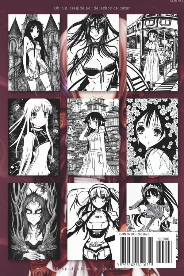 Miniatura 2 de Libro de Colorear Chicas Manga y Anime Libro de Colorear para Adultos con Personajes Femeninos de Fantasía, Ciencia Ficción, Cyberpunk, Steampunk,