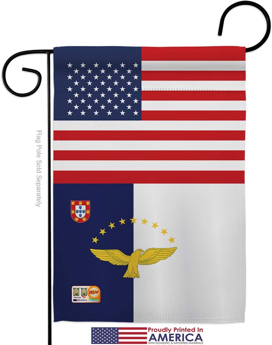 Azores US Friendship Garden Flag Set Wall Holder Regional USA American Alliance World Country Particular Area Small Decorative Gift Yard House Banner Made In 13 X 18.5