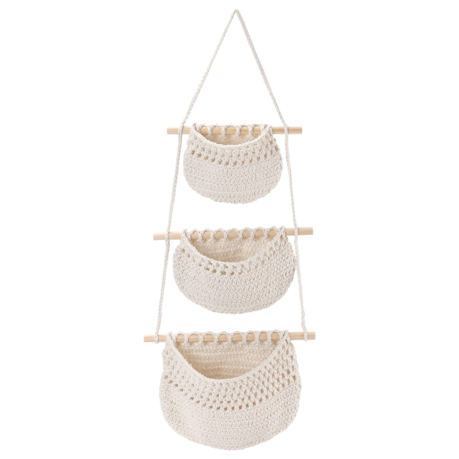 90cm Hängender Organizer Wand, Hängeorganizer Makramee Hängekorb Geflochten, Hängetasche aus Baumwollseil für Badezimmer, Schlafzimmer, Wohnzimmer Boho Deko