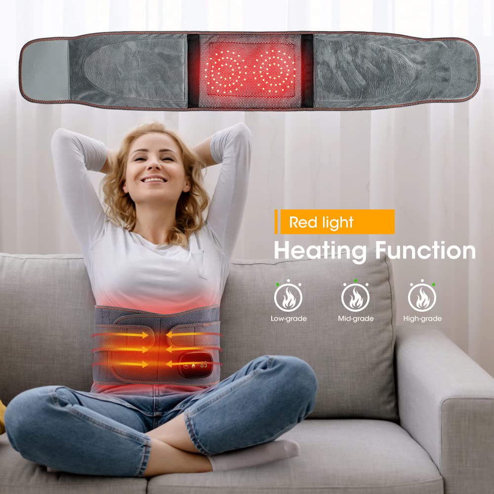 Almohadilla térmica eléctrica inalámbrica para espalda, cinturón térmico XL con 3 modos de calentamiento rápido y masaje de vibración, almohadilla térmica de 5000 mAh para espalda, cintura, lumbar