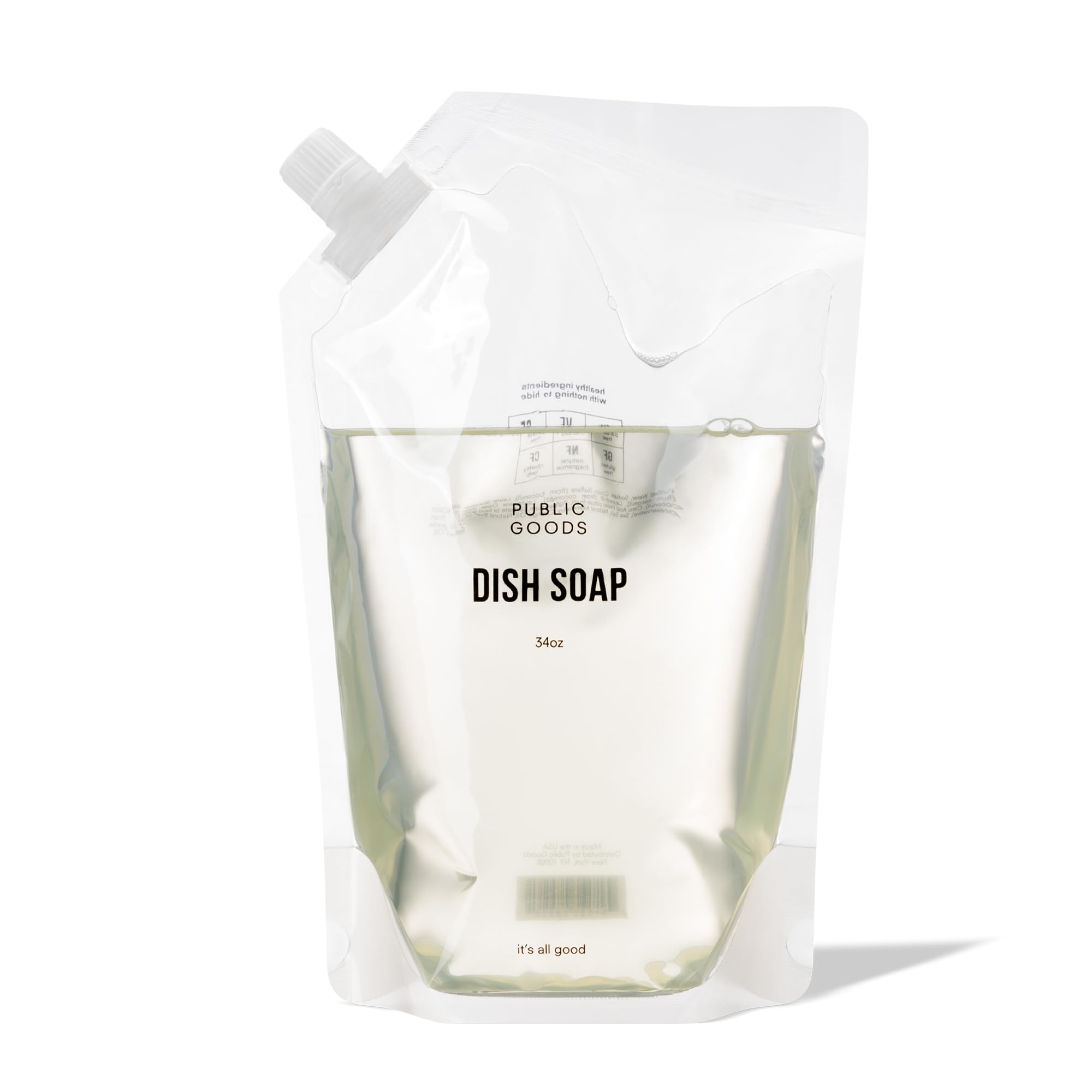 Public Goods Natural Dish Soap Kitchen Soap Plant-Based Vegan Friendly Clear Dish Detergent Liquid Concentrated Made in USA