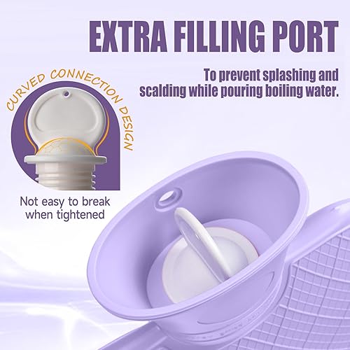 Miniatura 2 de FORICOM Botella de agua caliente con tapa, bolsa de agua caliente grande de 1.8 L para aliviar el dolor, calentador de pies de manos, regalo para