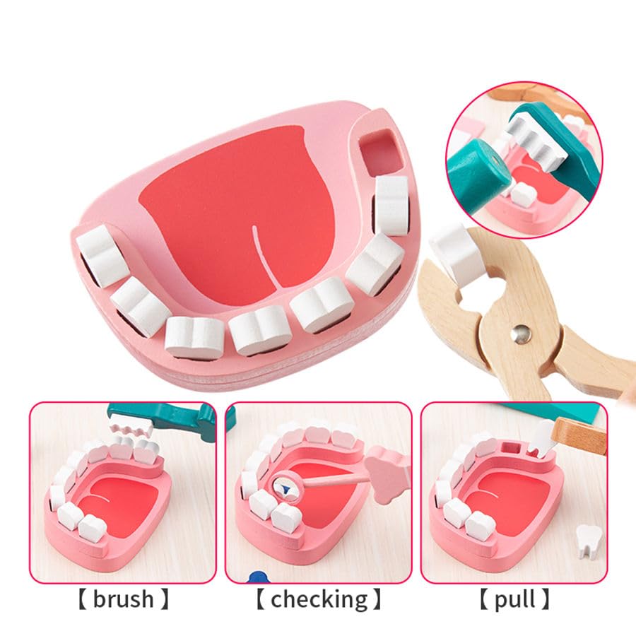 TOYARTSY Doctor Kit for Kids Wooden Dentist Set with Working Stethoscope Doctor Playset Pretend Play Doctors Set for Children, Kids Role play toys, Storage Doctor kit, Imaginative play (Little Doctor) 3