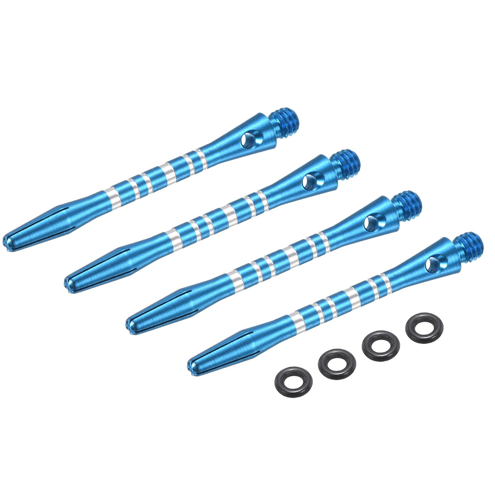 PATIKIL Aluminum Dart Shafts 45mm, 4 Pack Medium 2BA Thread Dart Stems Replacement Accessories with Rubber Rings for Steel Tip, Blue