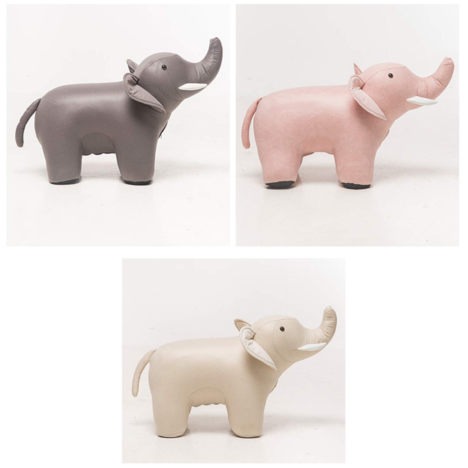 Reposapiés otomanos de Animales, Soporte de Madera, Taburete tapizado, Asiento de Descanso, Cambio de Zapatos, Banco, puf bajo, sofá, Taburete para niños, Adultos, Elefante, 2