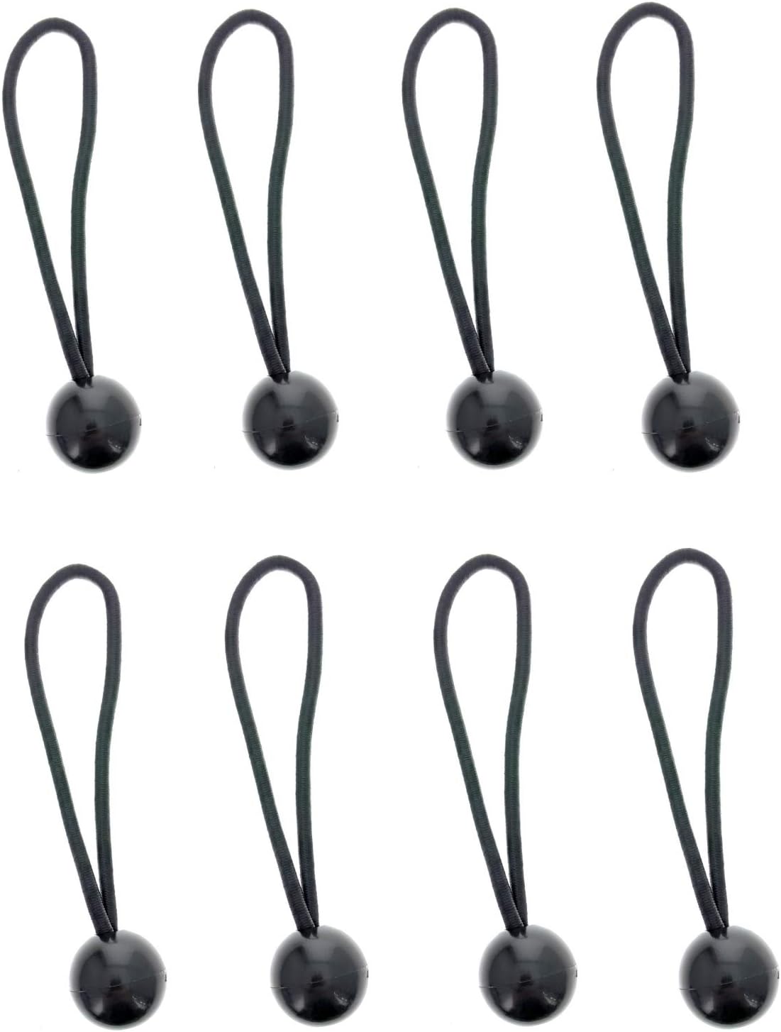 ASR Outdoor 8 Pack Utility Stretch Shock Cord Plastic Ball Cord Camping Gear, Black