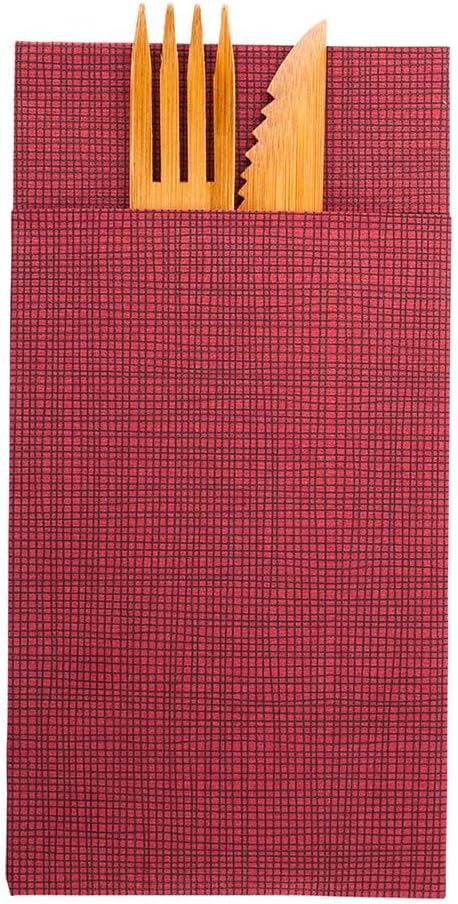Restaurantware Luxenap 15.8 Inch Dinner Napkins 800 Linen Feel Disposable Napkins - Pre-Folded Built-In Pocket For Silverware Black Paper Pocket Napkin Sleeves Absorbent