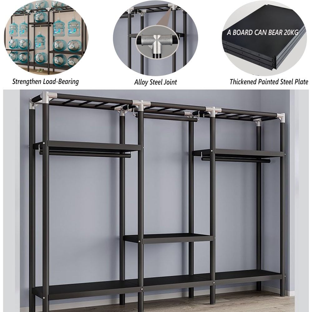 Stoffschränke, tragbarer Kleiderschrank, tragbare Schrankregale, Ganzstahlrahmenstruktur, extra stark und langlebig, 145 x 45 x 175 cm, inklusive 10 Kleiderbügeln, für Kleidung