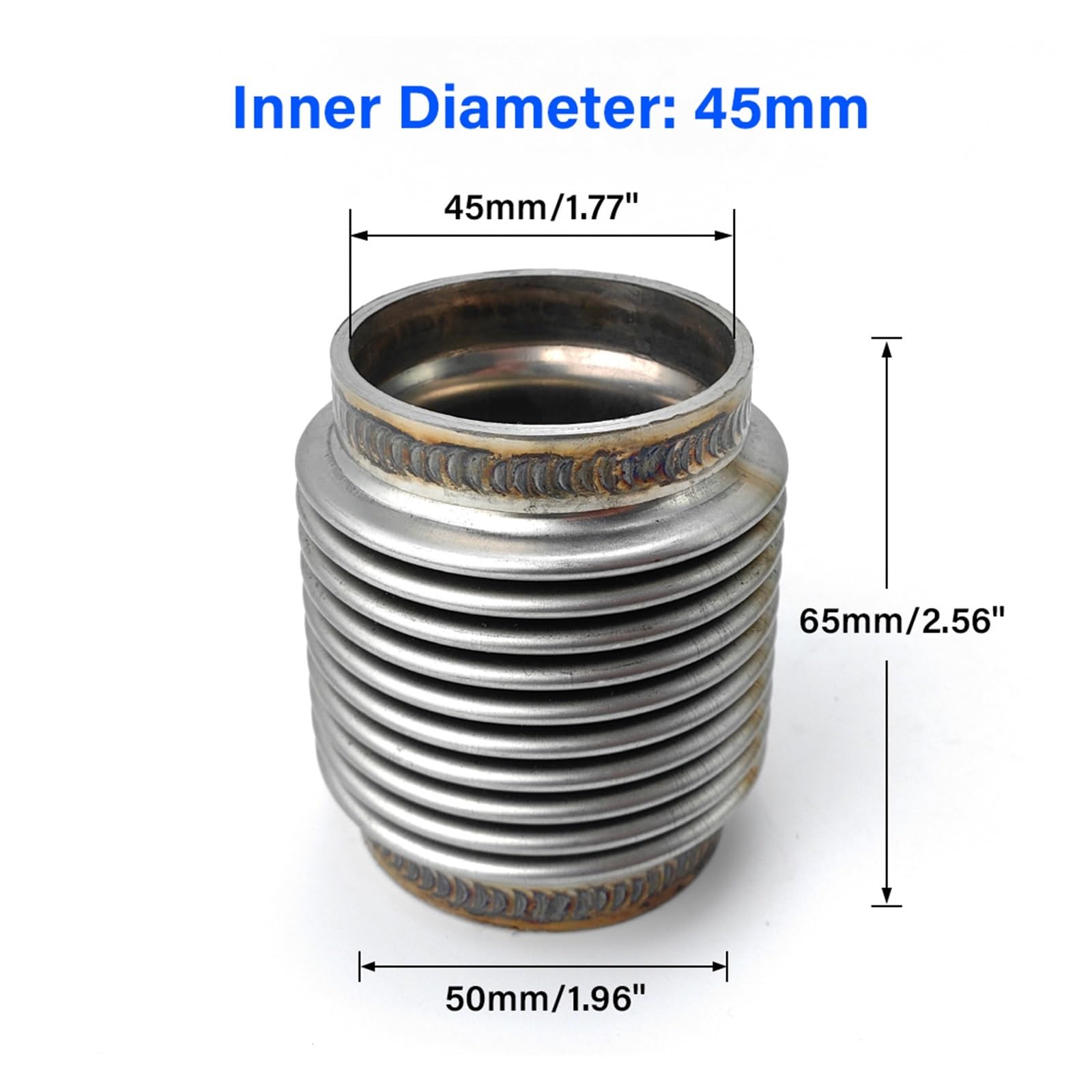 Auto Acciaio Inossidabile Terminale Tubo A Soffietto Universale Saldato Motore Scarico Flex Soffietto Compensatore A Soffietto Flessibile(1.75inch-2.5inch)