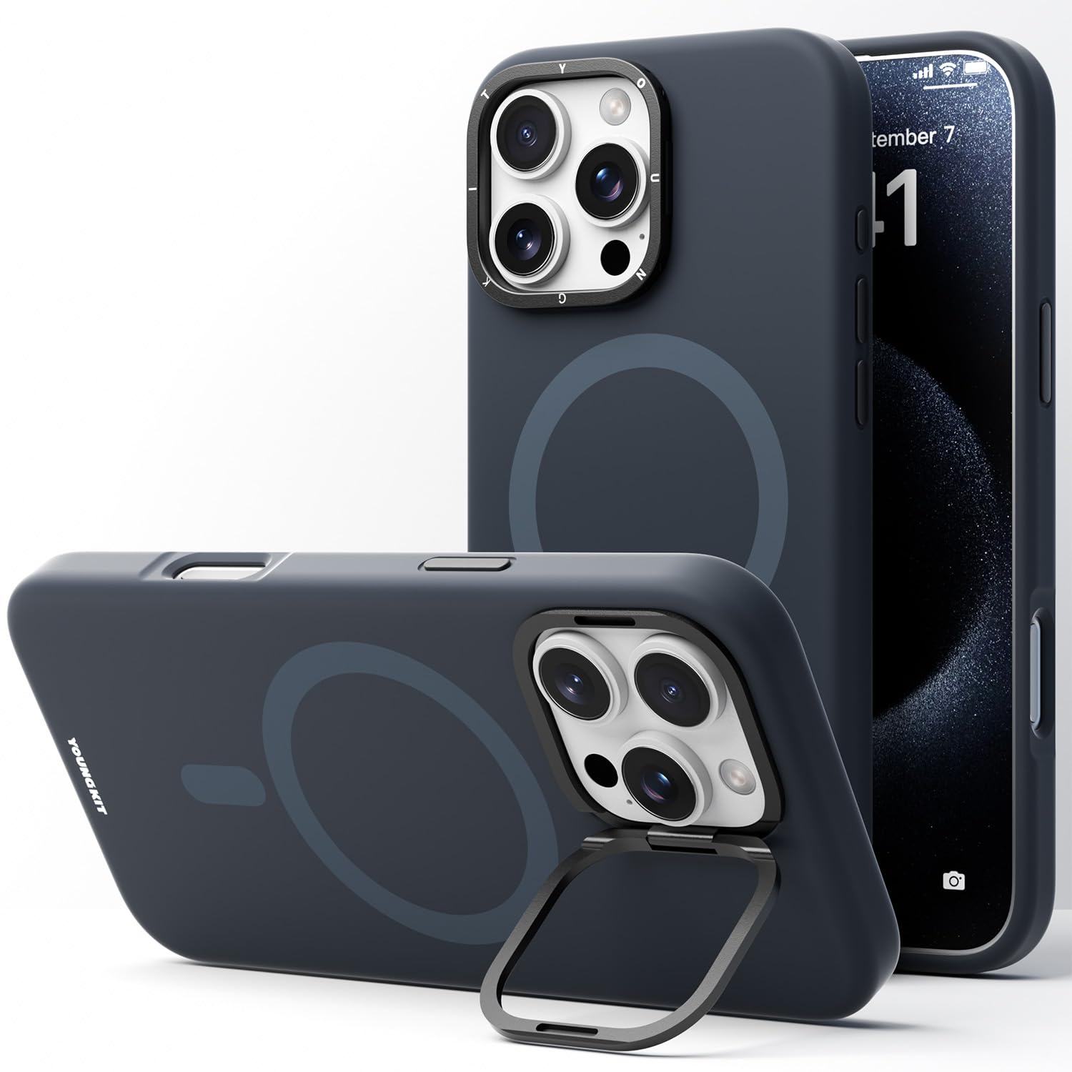 YOUNGKIT Cover for iPhone 16 Pro 360° Adjustable Stand Compatible with MagSafe