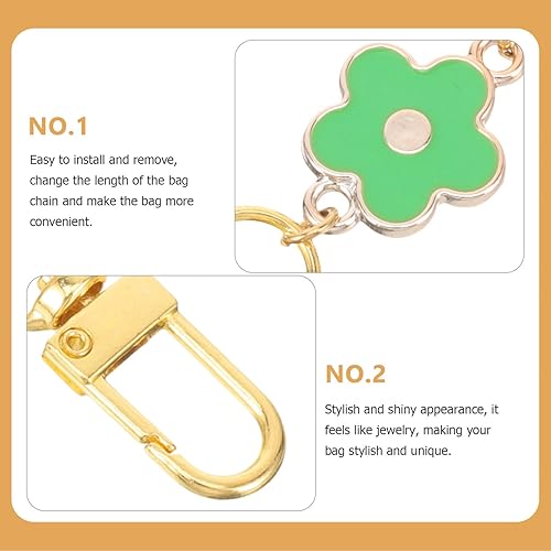 Miniatura 7 de EXCEART 3 unidades de cadena extensor de bolsa, correa de cadena decorativa para monedero, correa de metal para monedero, cadena extensora