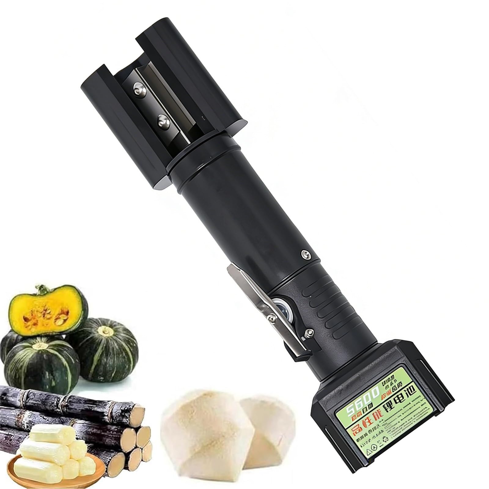Generico Raschiatore Automatico for Canna da Zucchero, Pelapatate Elettrico for Canna da Zucchero, Motore in Rame Puro, 7500 Giri/min, con Lama di Ricambio, Peeling Preciso in 3 Secondi(Charge)