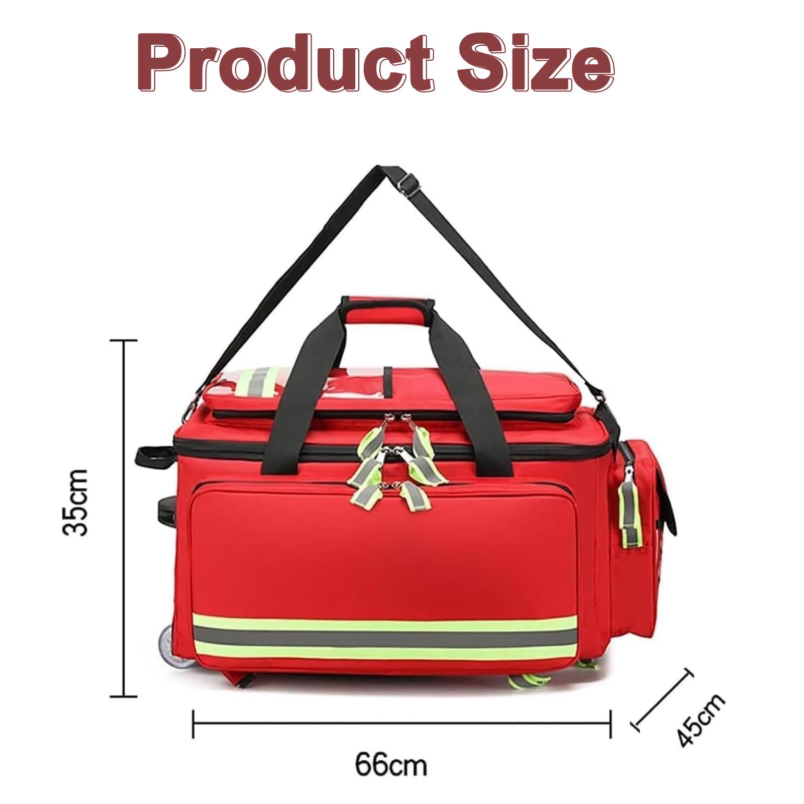 Bolso De Primeros Auxilios Portátil Con Ruedas, Organizador De Botiquín De Emergencia De Gran Capacidad, Bolso Médico Con Ruedas Vacío,Con Compartimentos Y Tiras Reflectantes,Para Enfermeras Y Médicos