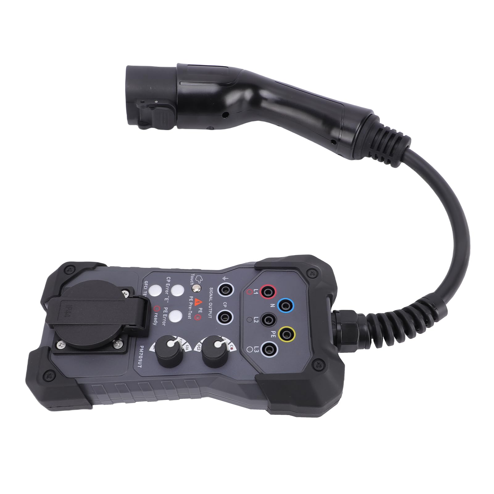 Adaptador de Probador EVSE Probador de Estación de Carga EV de Plástico 10A 50 60Hz con Verificación de Fase LED Simulación CP PP Multímetro de 4 Mm Uso de Osciloscopio para Técnicos EVSE