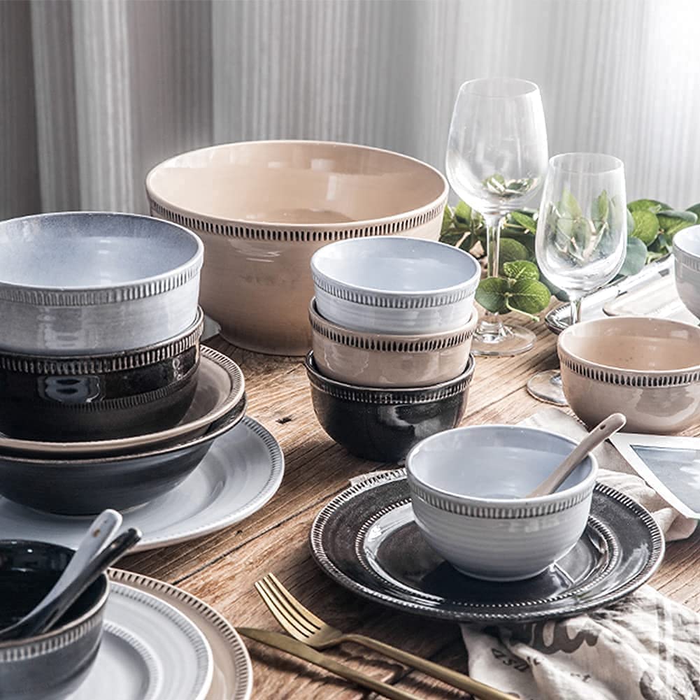 Zestaw zastawy stołowej, luksusowy rodzinny serwis obiadowy, retro amerykańska porcelanowa zastawa stołowa z talerzami, miseczkami i naczyniami, ceramiczny zestaw obiadowy do domowej kuchni i jadalni