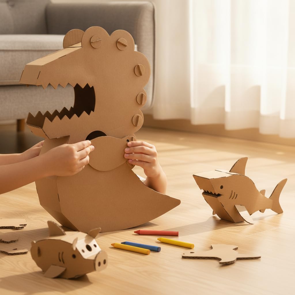 Yunmeryker Kit DIY Animaux en Carton Ondulé