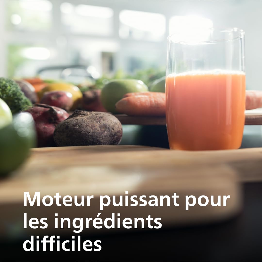Philips Centrifugeuse Série 3000 - Extracteur de Jus avec cheminée XL 75mm, Technologie QuickClean, Capacité 2 L, Puissance 800W, Facile à assembler et rincer, Jus lisse sans pulpe, noir (HR1856/70)