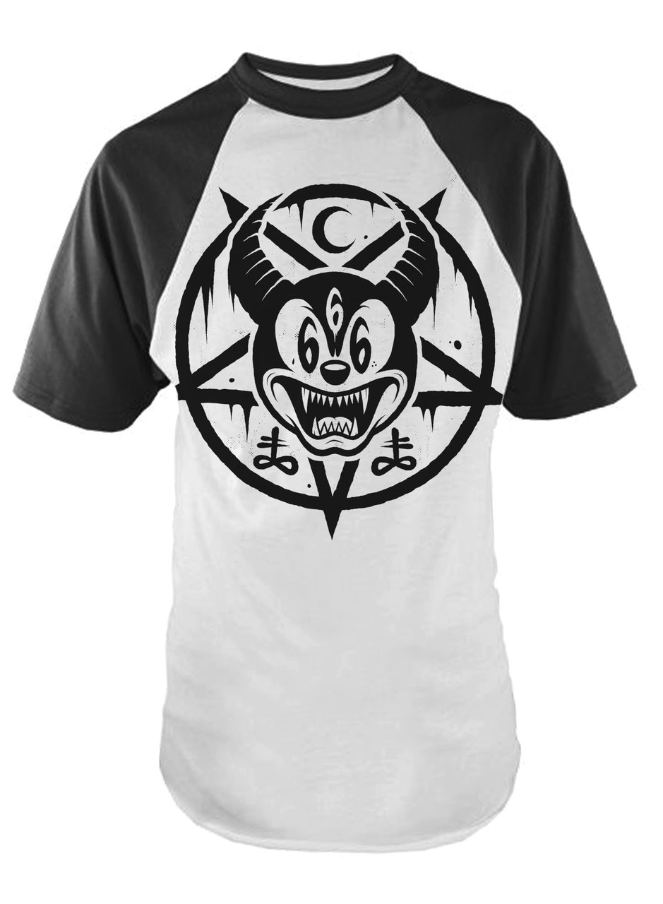 Darkside Clothing Mickey 666 Mens Baseball T-Shirt Black