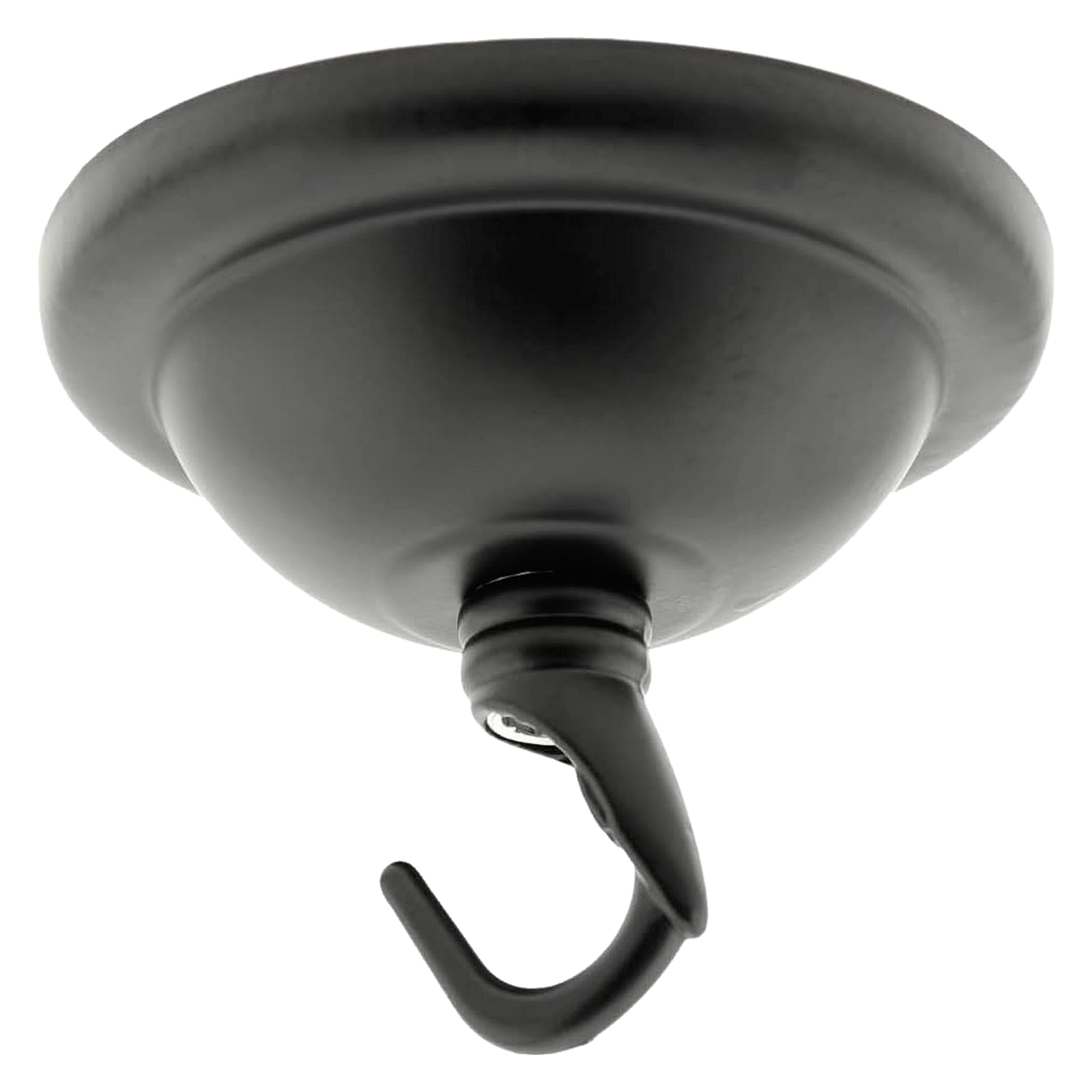 1 Pack Art Deco 67mm Diameter Small Metal Ceiling Rose and Deco Styled Metal Hook in Matte Black Finish