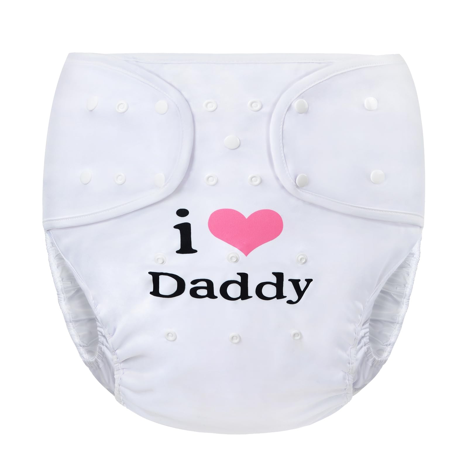 LittleForBig Pañal de tela impermeable lavable ajustable reutilizable para adultos, talla única - I Love Daddy