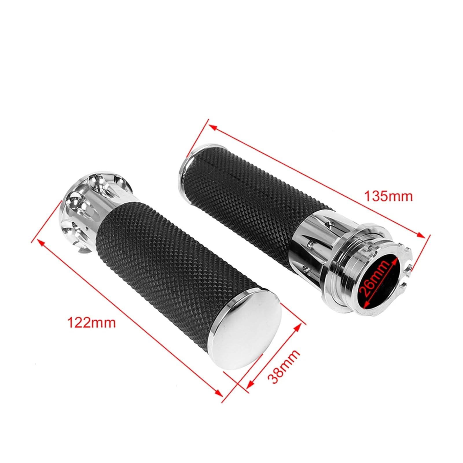 Empuñaduras Manillar Empuñadura De Barra para Motocicleta, Empuñaduras De Goma para Sportster 883 1200 XL XR, para Softail, para Touring, para Dyna(Chrome)