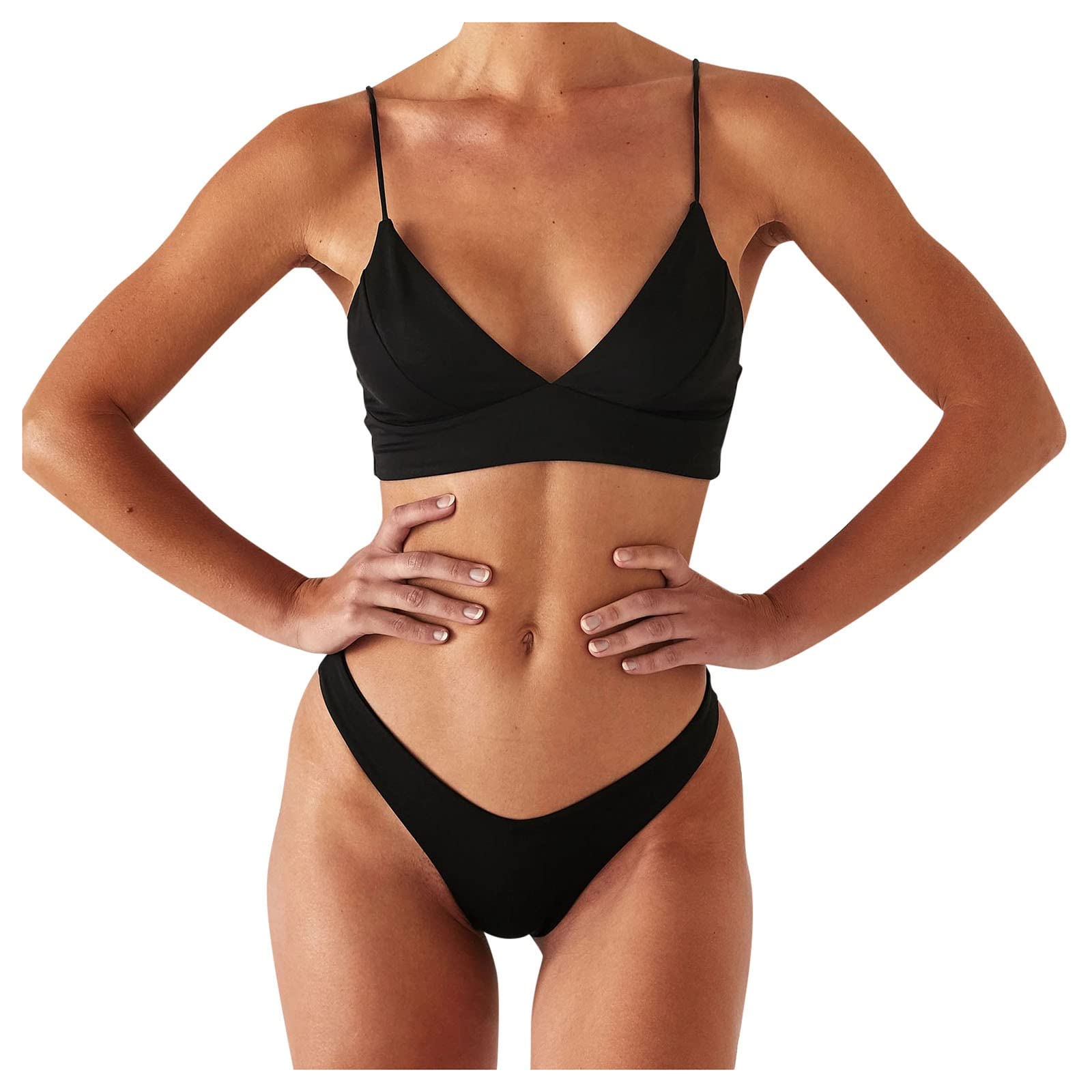 High Cut Bikini Sets Women Two Piece Swimsuit V Neck Swim Top Brazilian Thong Bathing Suit Sexy Cheeky