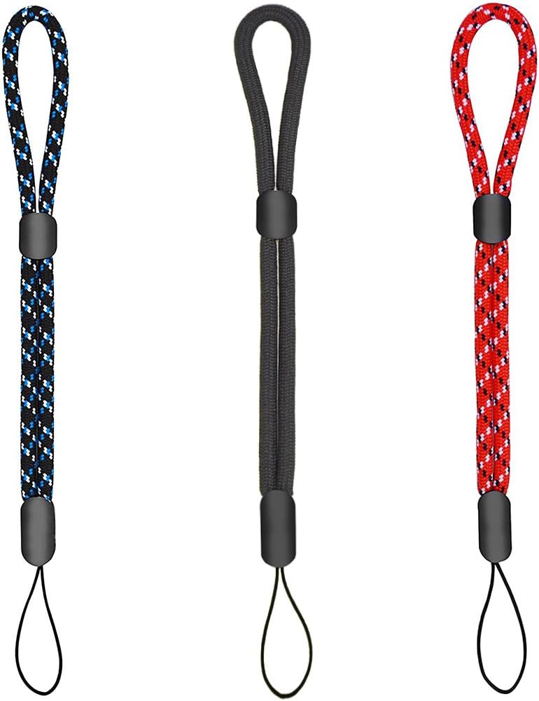 Wrist Lanyard Hand Strap, 3 Pieces Adjustable Mini Wristlet for Smartphone Camera Flashlight USB Flash Drive Key Remote Controller Black/Blue/Red