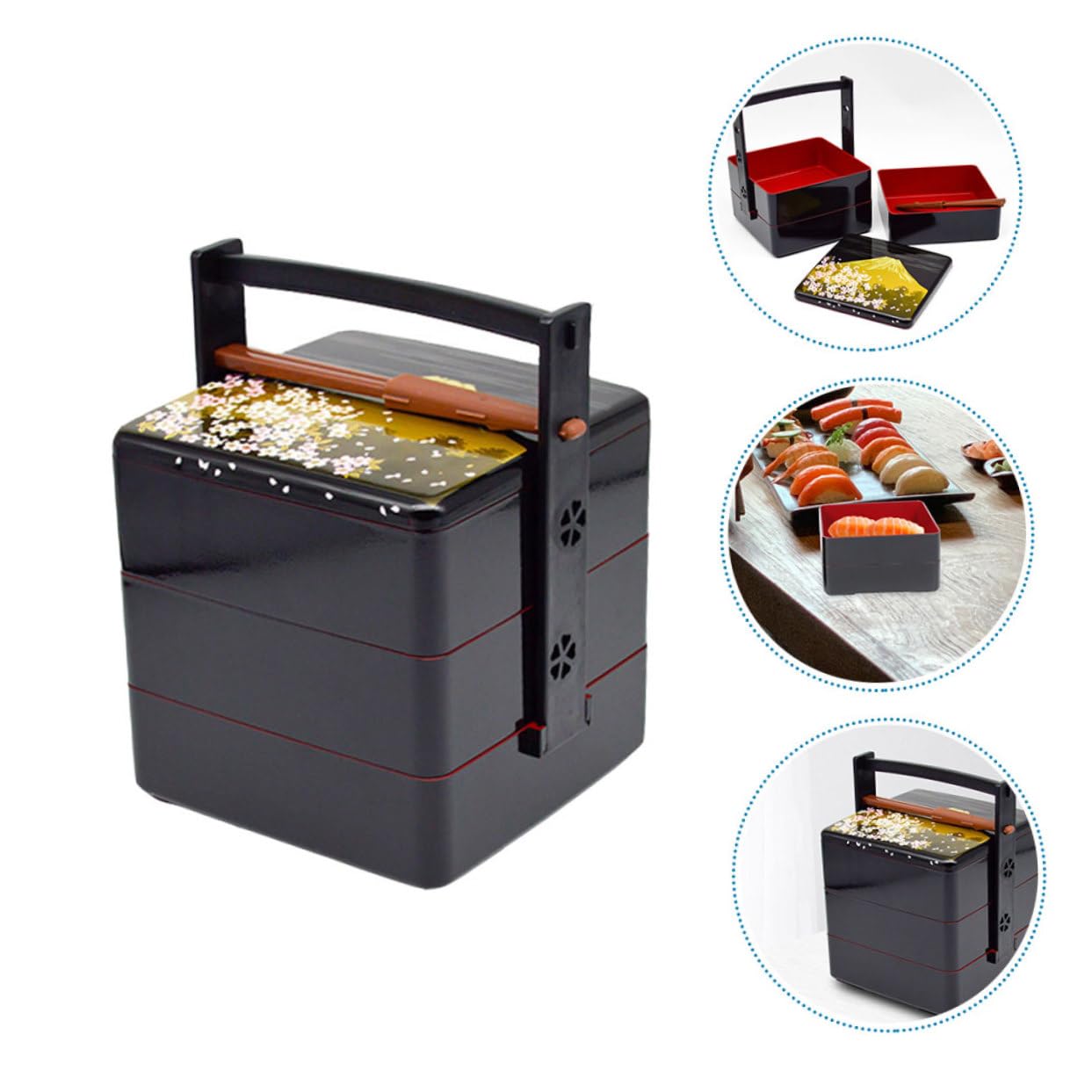 Cabilock Caja de Sushi Multicapa Contenedor Japonés Bento de Almacenamiento Caja de Comida Portátil para Picnic al Aire Exquisita