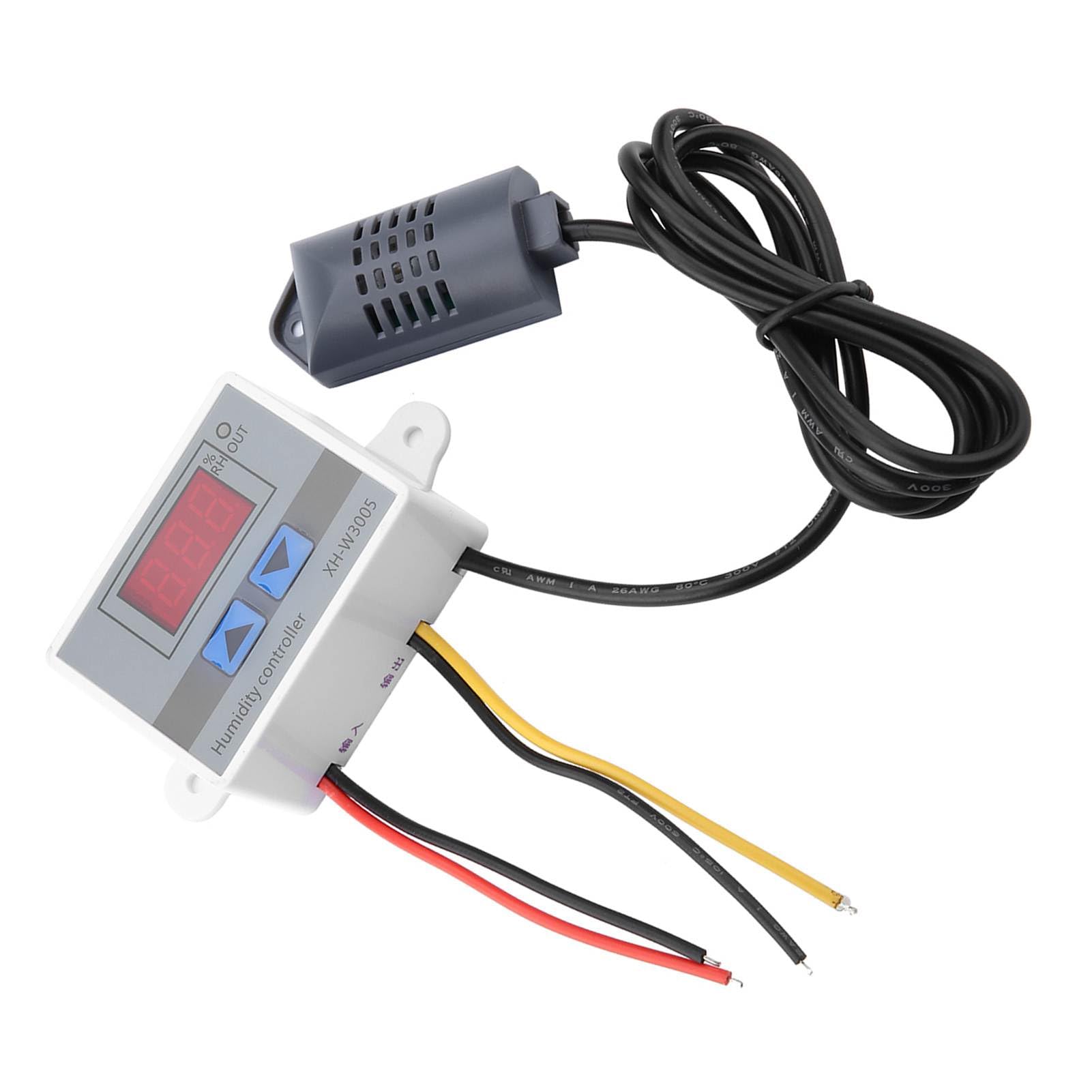 Wakects Controlador de Humedad Sensor Higrómetro Interruptor XH-W3005 0-99% RH 0.1% Precisión 12V 24V 220V con Pantalla de 2 Botones para Control de Humedad (220V)