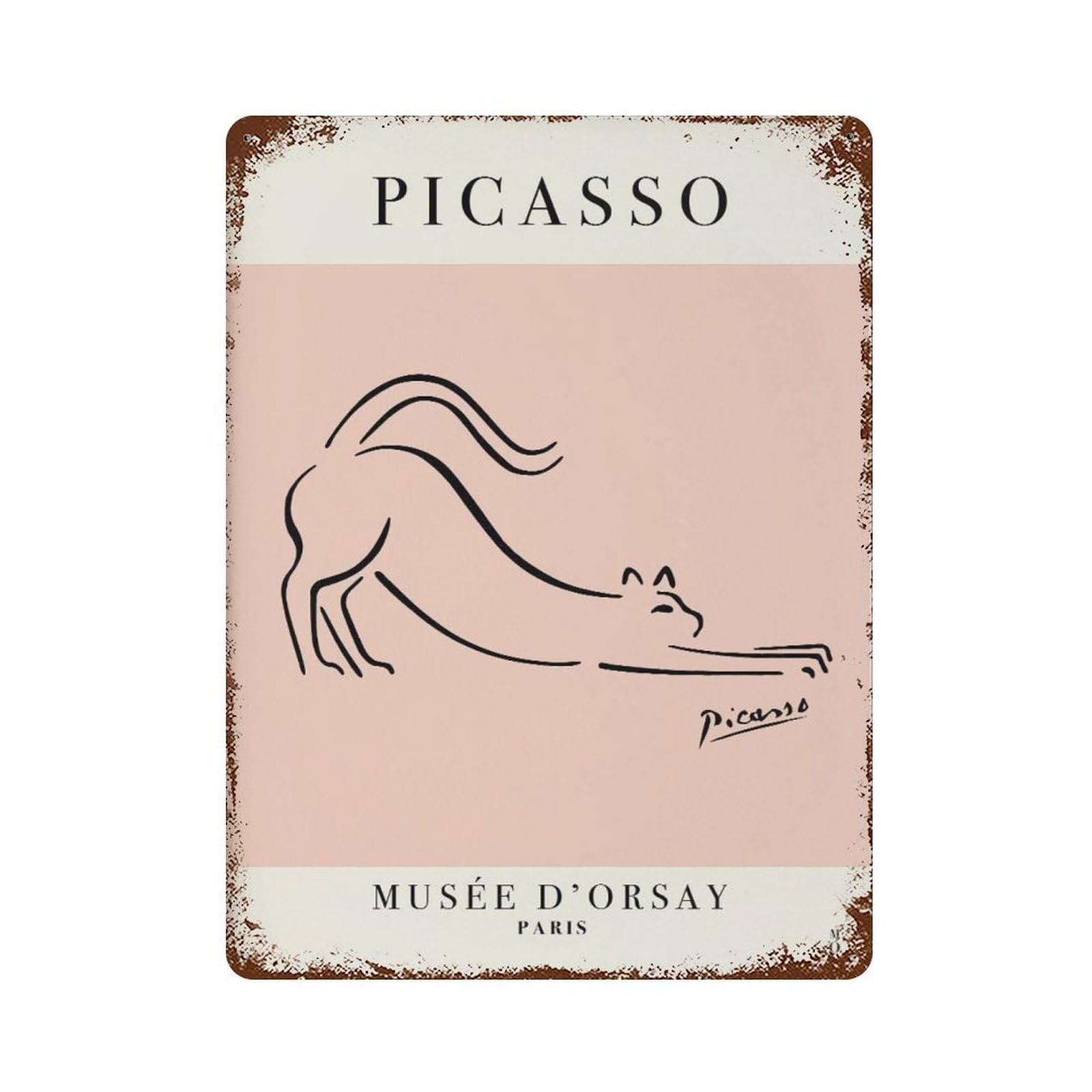 xiaoxiaoshen Picasso Cat Line Vintage Exhibition Wall Decor Art Metal Tin Poster Modern Home Decor Art Home Bar Shop Decorations Vintage Sign 40x30cm