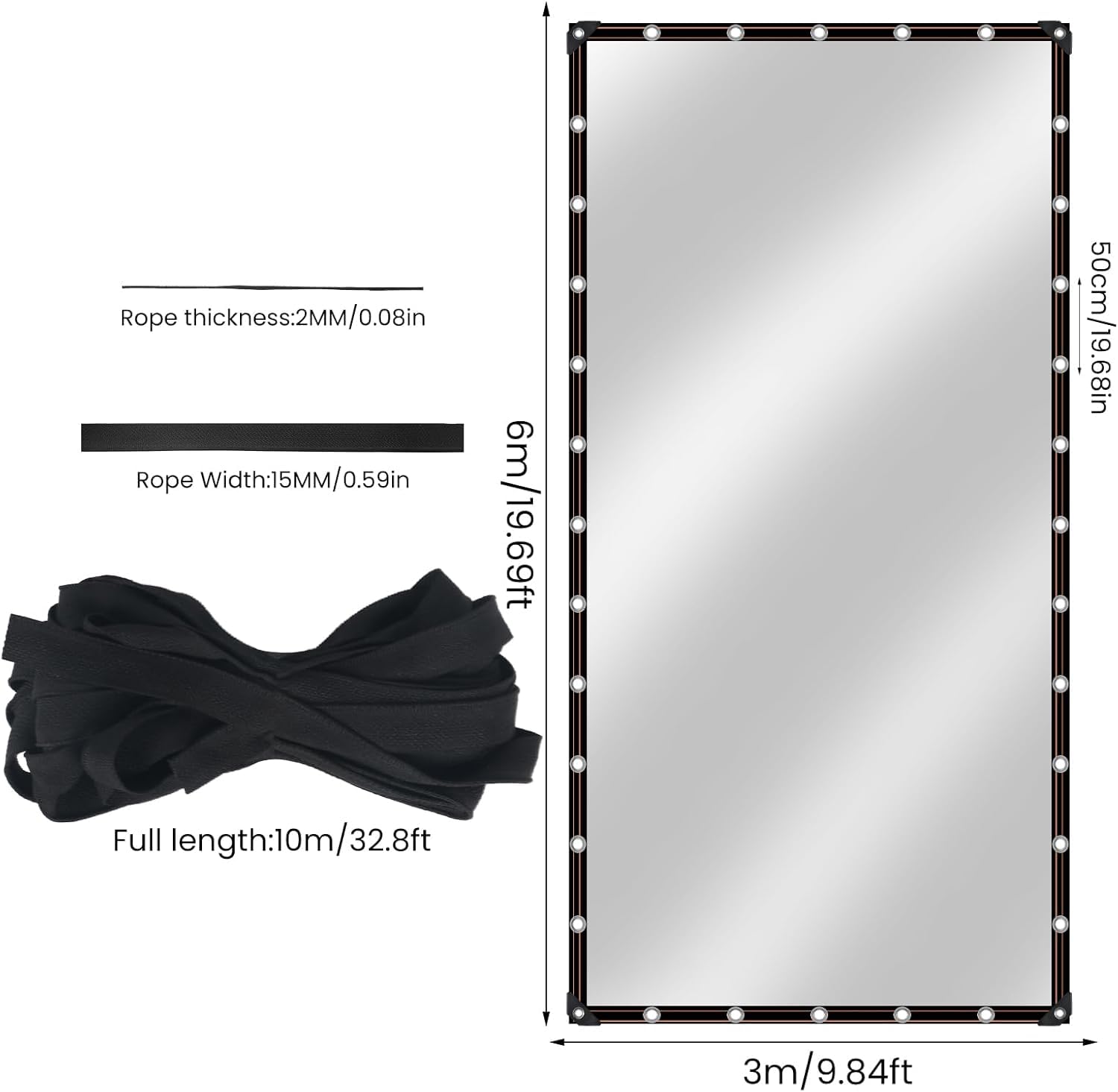 3x6M Lona Impermeable Transparente con Ojales Plasticos | Lona Transparente Exterior para Exteriores, Impermeable, Aislamiento de Plantas, Resistente al Polvo