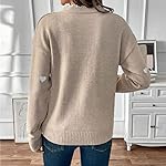 Cute Heart Print Sweater for Women - V-Neck Sweater Pullovers with Lace Trim, Knit Jumper - Image 4