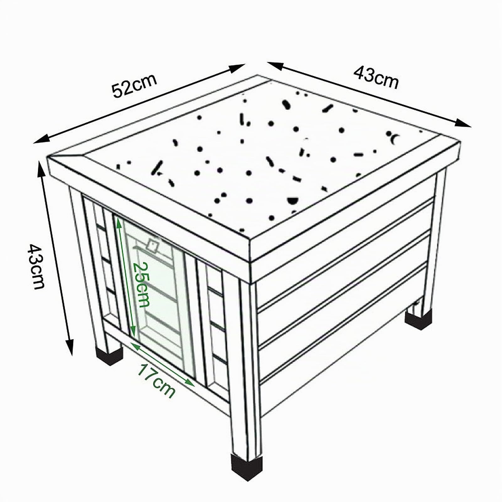 Clapier en Bois avec Deux Entrées 43x43x52 cm Toit Rabattable Bitume Hydrofuge Pieds Plastique