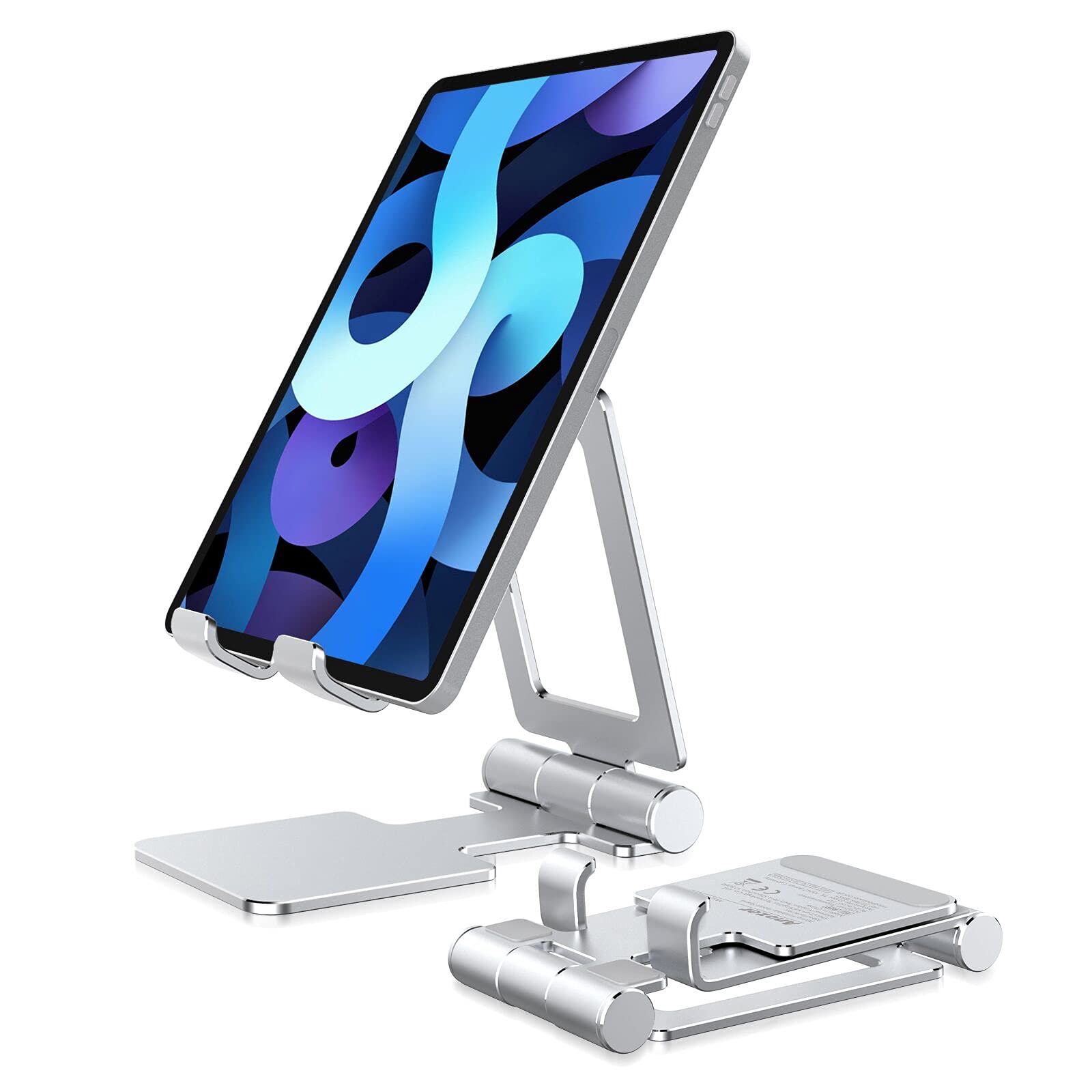 Anozer Phone & Tablet Stand Holder - Foldable & Angle Adjustable Aluminium iPhone & iPad Stand for Desk for iPhone 13/12 Pro Max, iPad Mini/Air/Pro 10.5/Pro 9.7, Samsung Galaxy Tab/Surface Pro/Kindle
