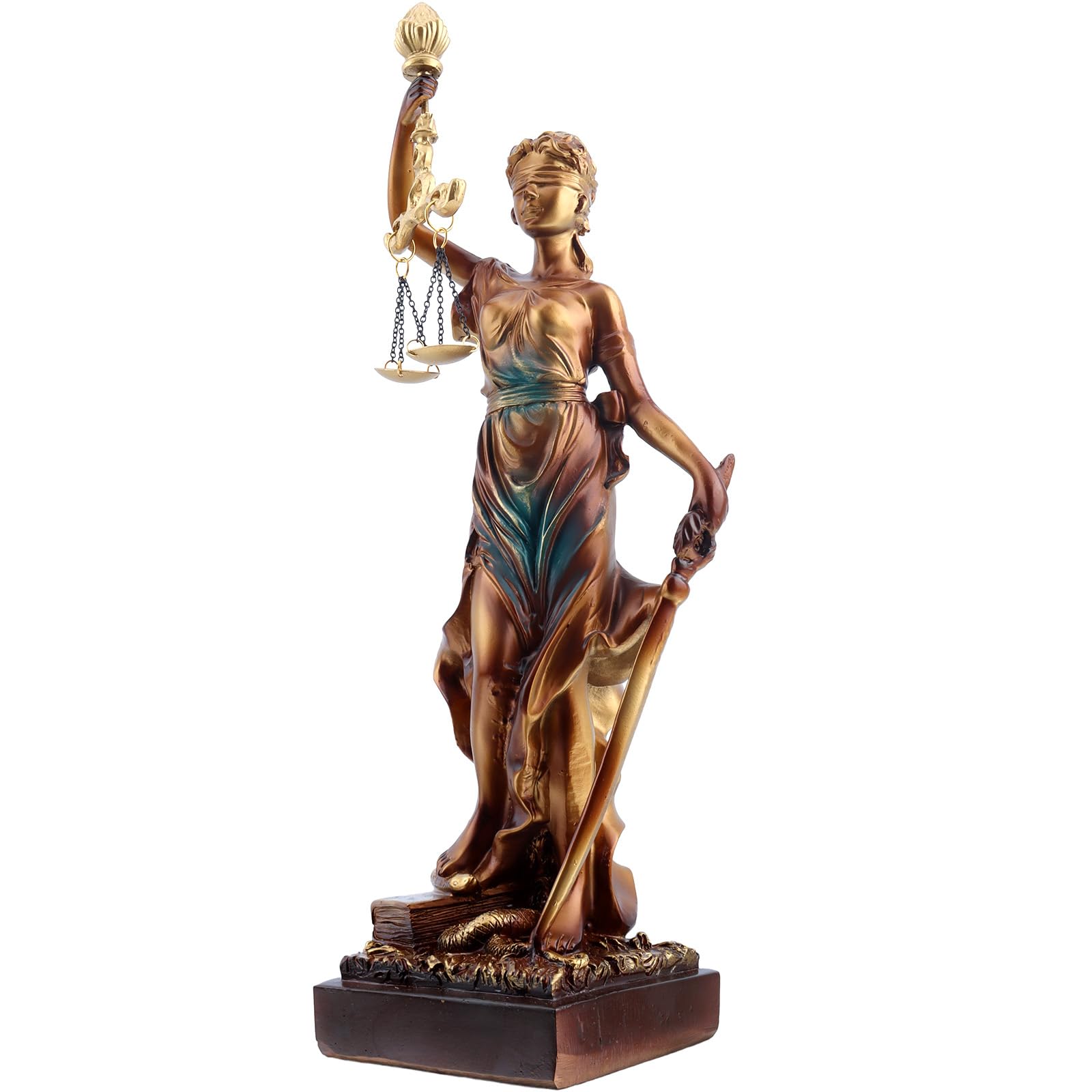 38cm Statue de la Justice, Figurine en Résine de la Déesse Grecque de la Justice, Cadeau pour Bureau d’Avocat & Juge, Justice Aveugle avec Balance et Épée