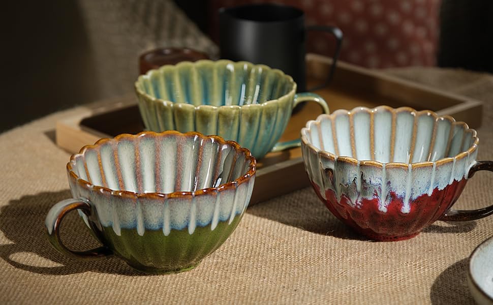 Miniatura 3 de LUXU Tazas de café de cerámica, tazas de café grandes con asa, tazas de capuchino de porcelana de 16 onzas, bonita taza de café con leche para